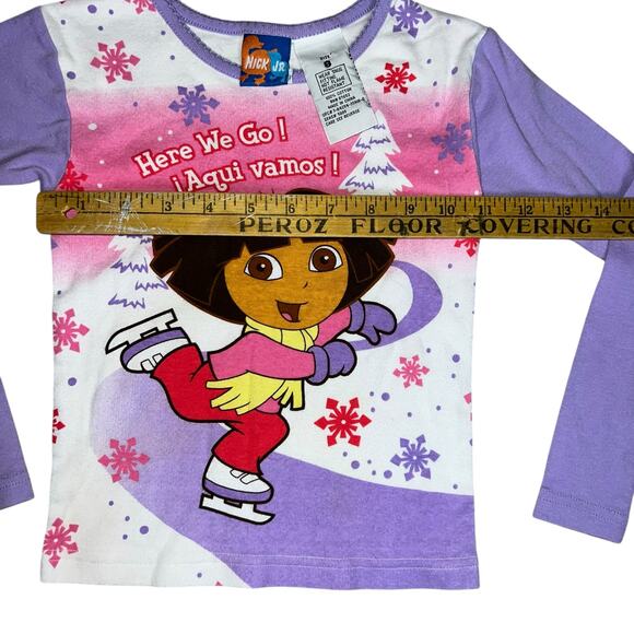 Vintage Y2K Dora the Explorer Nick Kids Here we go! holiday ice skating PJ top 8 - Picture 6 of 7
